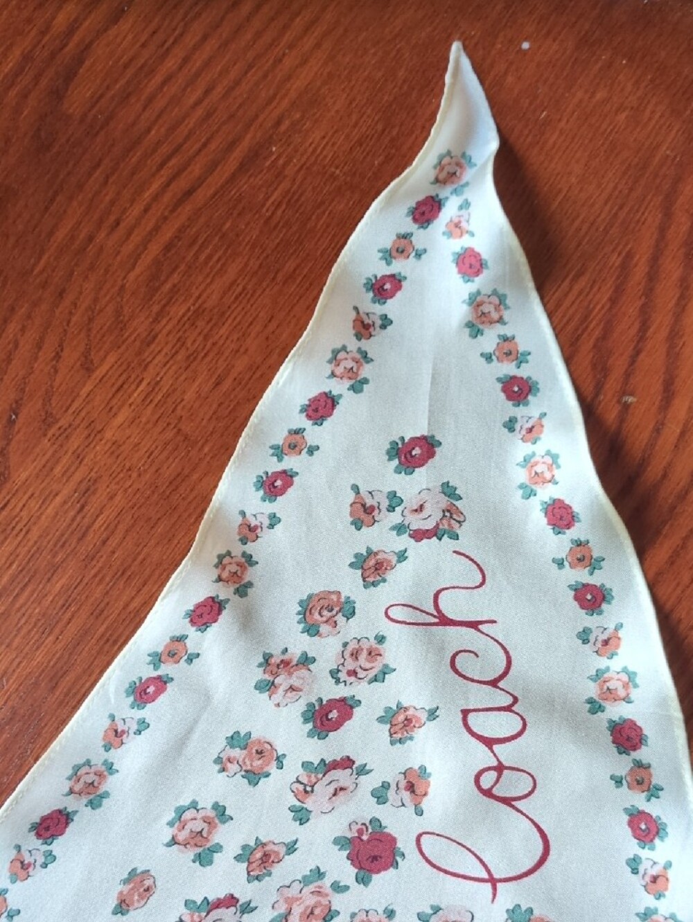Coach Essential Tea Rose Logo Scarf in Chalk, EUC